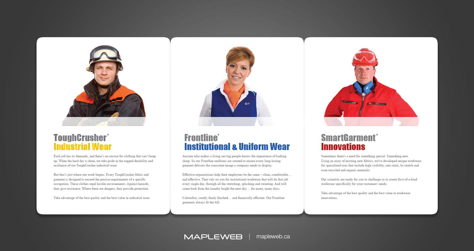 Sapphire Brand design by Mapleweb Two Men Wearing Different Work Gear
